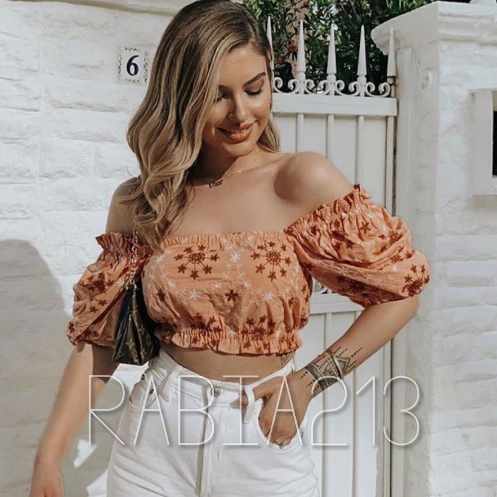 Zara Orange Off-Shoulder Top